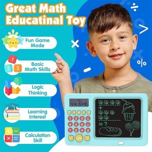 2 in 1 Electric Math Calculator Toy Tablet with LCD Screen for Kids