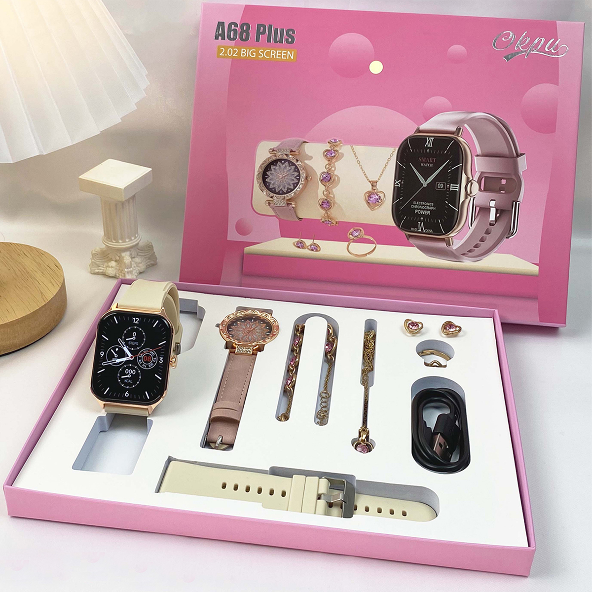 A89 Plus Watches Gift Jewelry Box Two Watches Necklace Ring - Image 3
