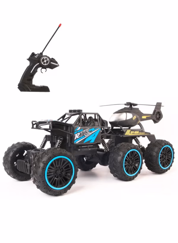 Six-Wheel High-Speed Off-Road RC Car with Helicopter
