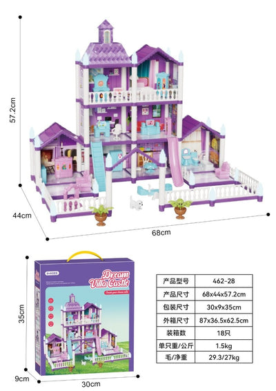 DIY Princess Luxury 3 Story Doll House For kids