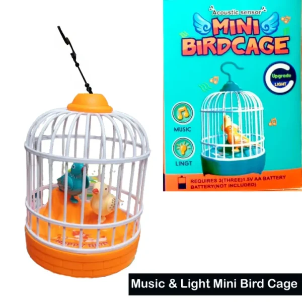 Musical Light Bird Cage with 2 Birds