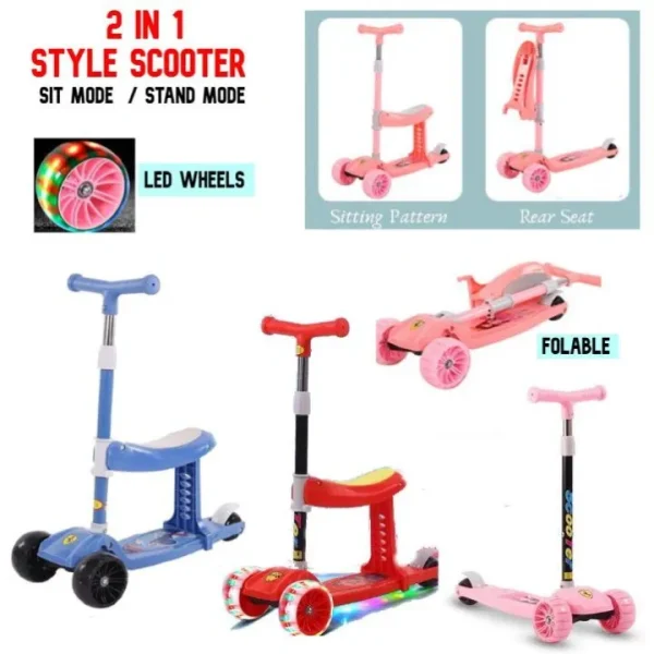 2 in 1 Foldable Scooty With light for kids