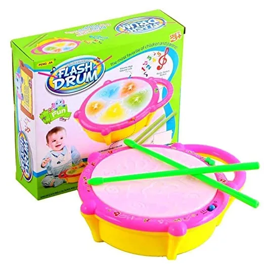 Electronic Musical Drum Toy with 3D Lights for Kids