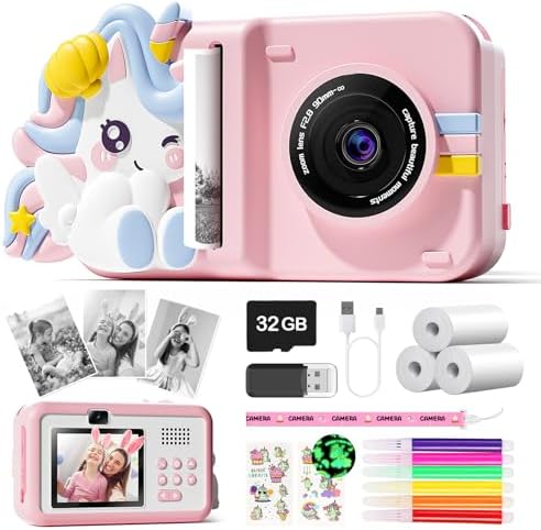 Instant Printer Camera ,Kids Selfie Video