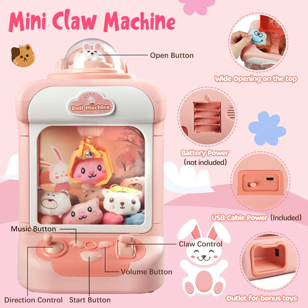 Mini Claw Machine Toy ,Lights, Music, with Smile Camera
