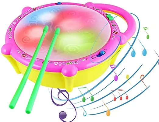 Electronic Musical Drum Toy with 3D Lights for Kids