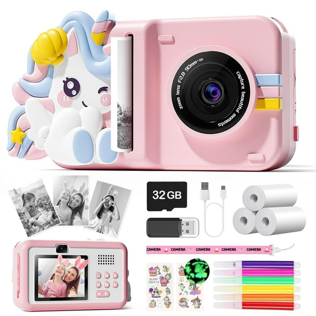 Instant Printer Camera ,Kids Selfie Video