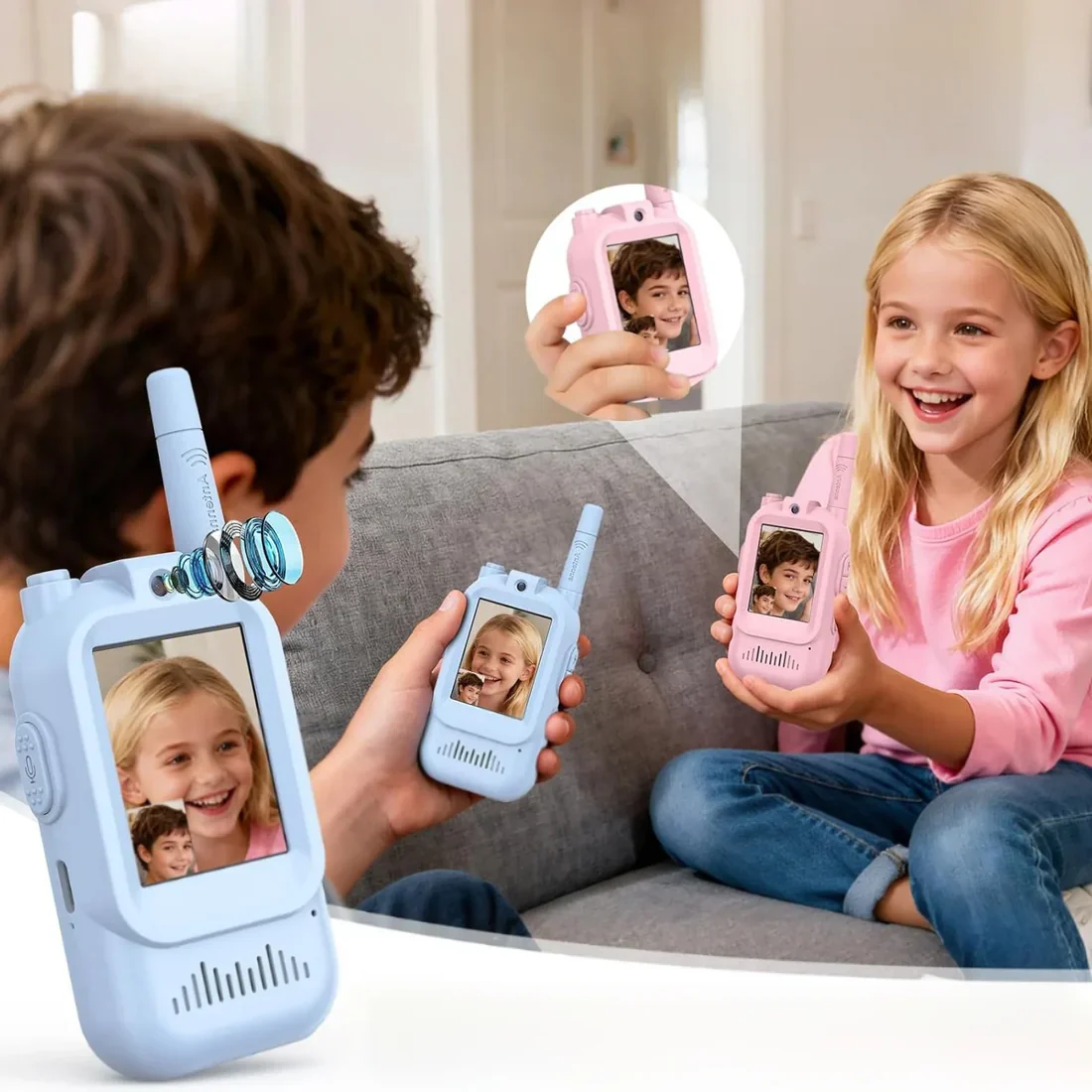 2Pcs Rechargeable Kids Video Walkie Talkie