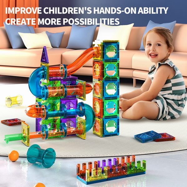 45 Piece Magnetic Marble Track Tiles Set