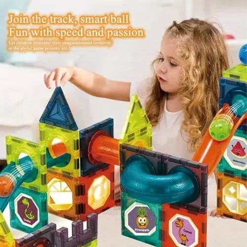 45 Piece Magnetic Marble Track Tiles Set