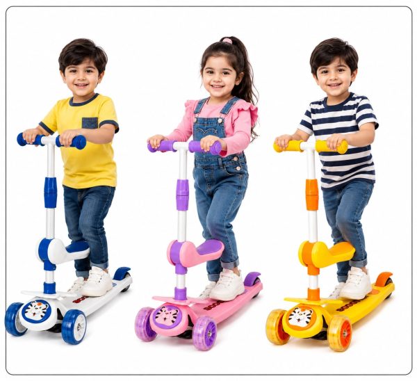 Foldable 2-in-1 Adjustable Scooty for Kids With Lights & Music