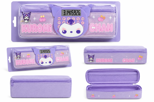 Kuromi Calculator Pencil Case – Cute Kids Stationery Pouch