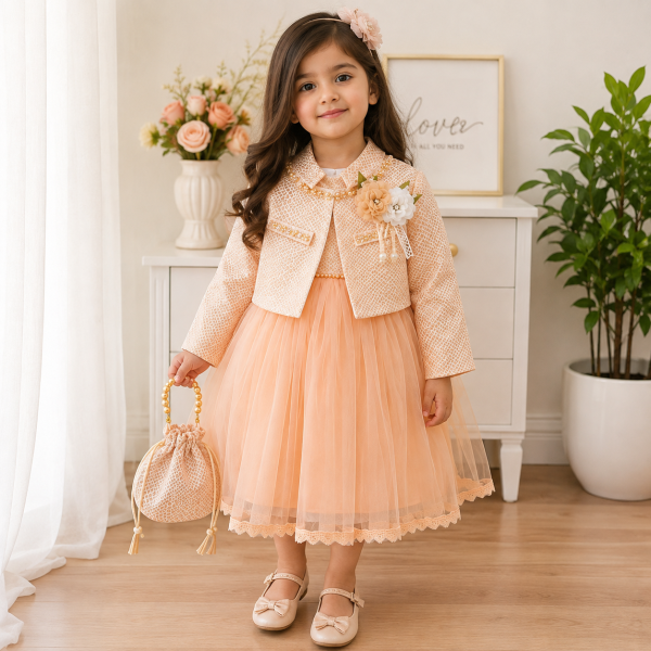 Premium 3 Piece Girls Party Dress with Matching Bag