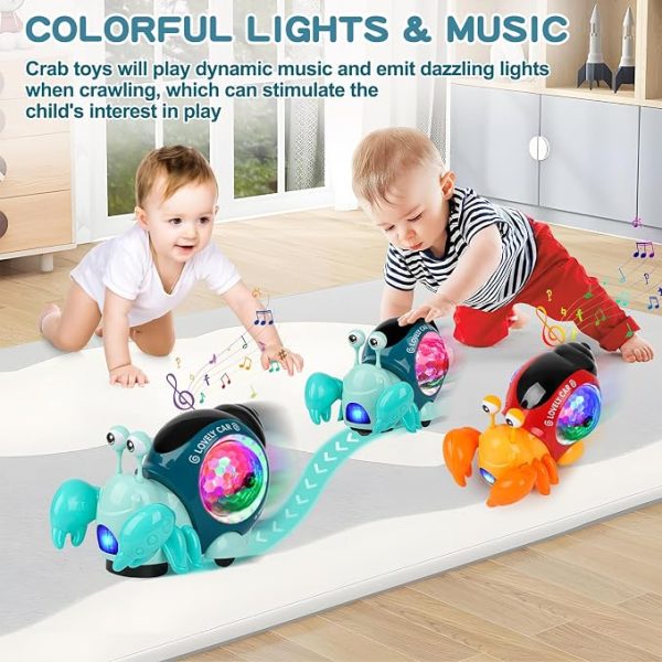 Crawling Toys, Toddler Electric Crab Toy With LED Lights & Music