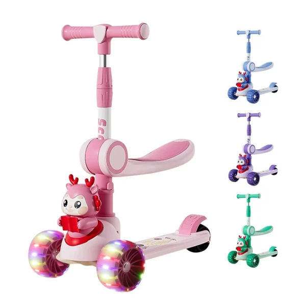2 in 1 Deer Manual Scooty with Light and Music