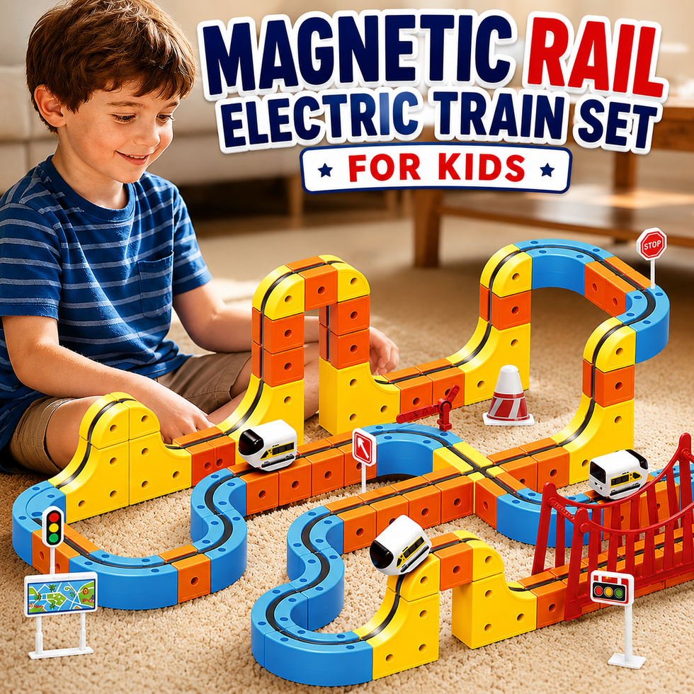 Magnatic Rails 67 Pcs Magnetic Rail Electric Train Set for Kids - Shooter.pk
